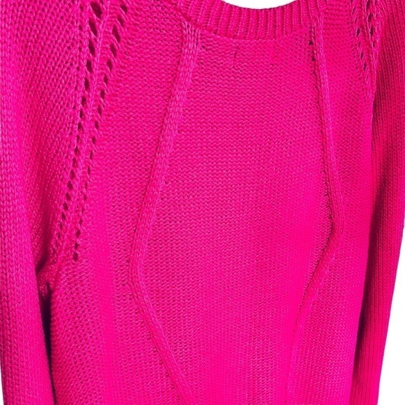 Apt 9 Fuchsia Pink Cable Knit Sweater Scoop Neck Longer Length Soft Slouchy XL - Picture 7 of 11